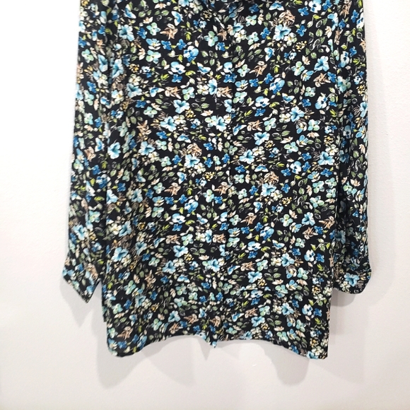 J. Jill Long Sleeve Longlined Floral Button Down Tiered Layed Hem Top, Size M - Picture 2 of 12